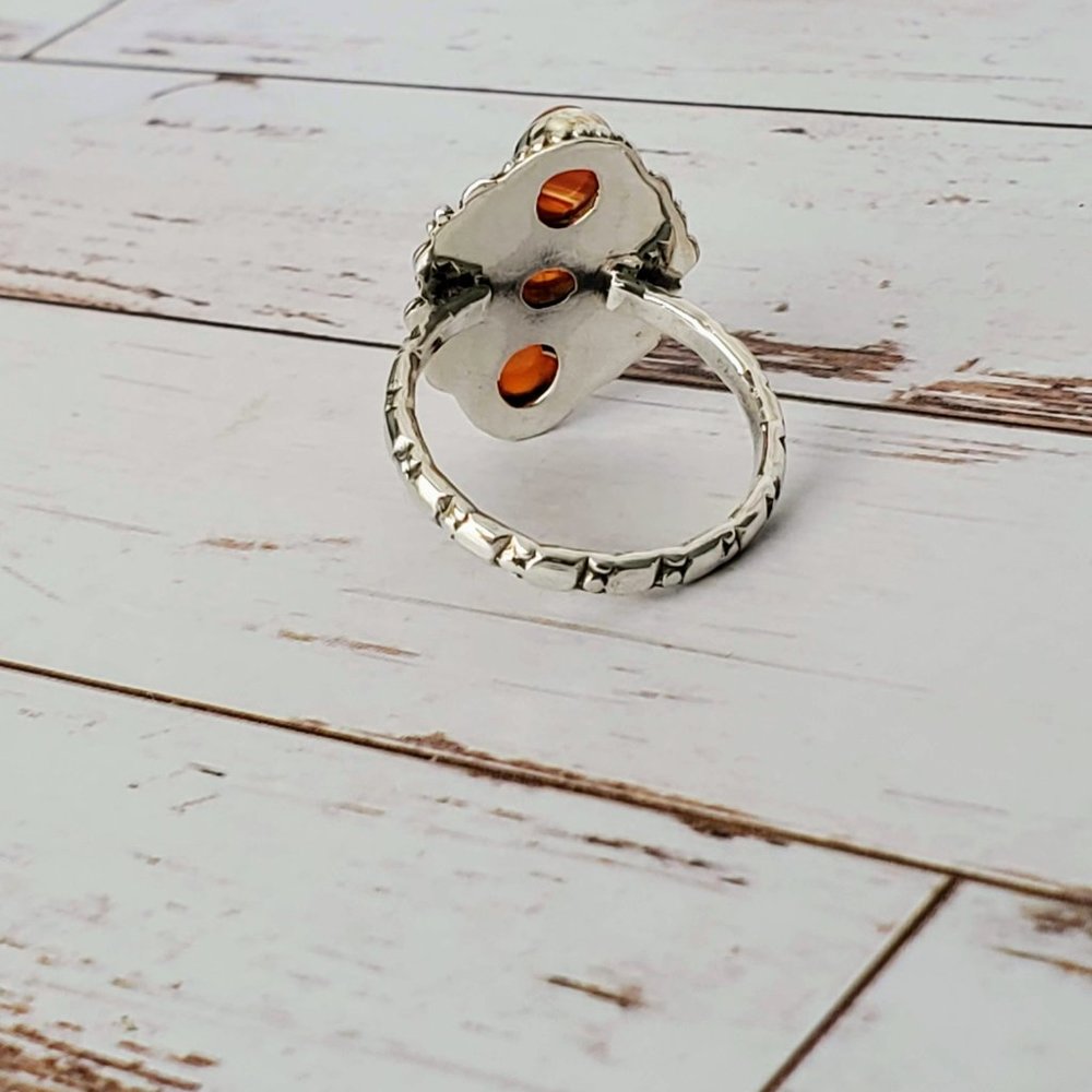 Orange Carnelian Sterling Ring - Picture 9 of 9